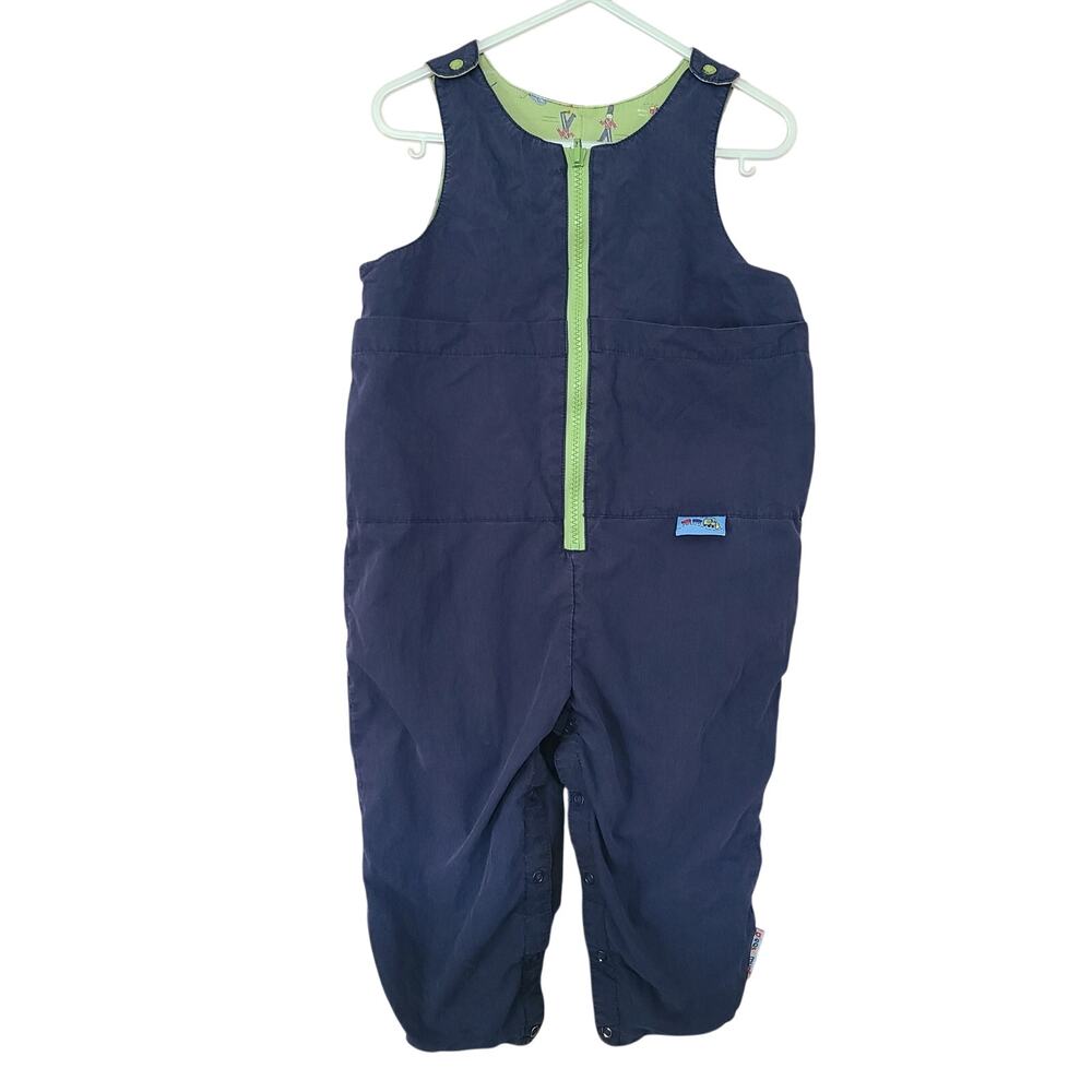 VTG Please Mum Reversible Retro Jumpsuit Toddler 2T Snap Button Snow Bibs Winter